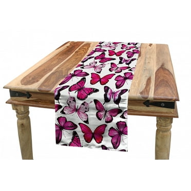 Butterfly Table Runner, Vibrant Watercolor Animals Patterns Warm Climate Creatures Spring Season, Dining Room Kitchen Rectangular Runner, 3 Sizes, by Ambesonne