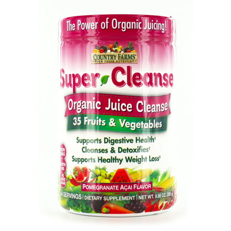 Country Farms Super Cleanse Dietary Supplement, Organic Detox, 35 Organic Fruits, Vegetables, Superfoods, 14 (Best Fruit Juice For Detox)