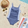 thumbnail image 5 of Girls One-Piece Crisscross Back Swimwear Sleeveless Swimsuit Ruched Color Block Bathing Suit Size 9-10Y, 5 of 9