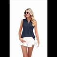 thumbnail image 1 of Blusas Sin Mangas para Mujer - Camisetas Sin Mangas Informales de Verano con Cuello en V, Camisas Holgadas con Cuello Liso, Azul Marino, Talla M, 1 of 10