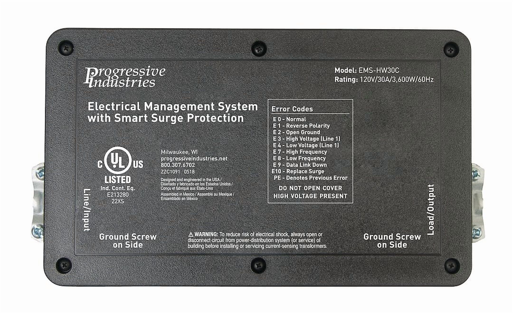 Progressive Industries EMS-HW30C Hardwired RV Electrical Management System Surge Protector With Remote Display, 30 Amp