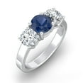 thumbnail image 2 of ARAIYA FINE JEWELRY 1 CT. T.W Round Shape Lab Grown Diamond and Natural Blue Sapphire Three-Stone Engagement Ring | 10K White Gold Anniversary Ring Size 5.5, 2 of 7