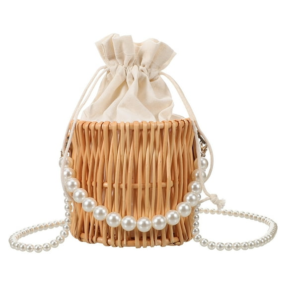 Wicker Handbag for Women Multi Color Woven Shoulder Bag with Chain for Casual Use and Storage