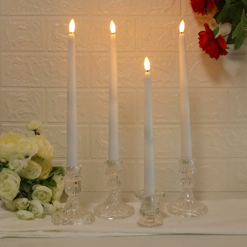 Ivory Flameless Taper Candles 12 Pack, Battery Operated LED Candles, Taper Plastic Candles 3D Wick Lights with Remote Control with Timer for Home Decor ,Halloween ,Christmas ,Wedding ,Banquet