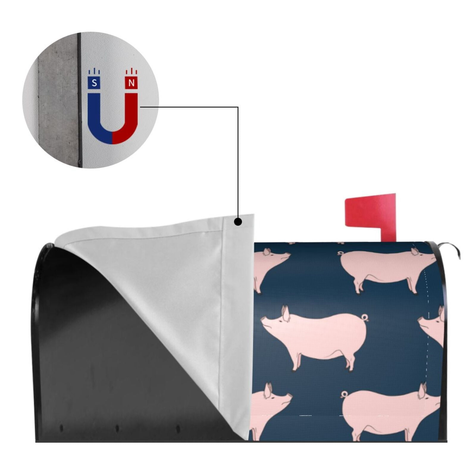 Logiee Pig 1 Print Post Letter Box Wrap Decor, Mailbox Cover Suitable for Standard Mailbox and Large Size Mailbox,Outdoor Yard Decoration-25.5x21 in