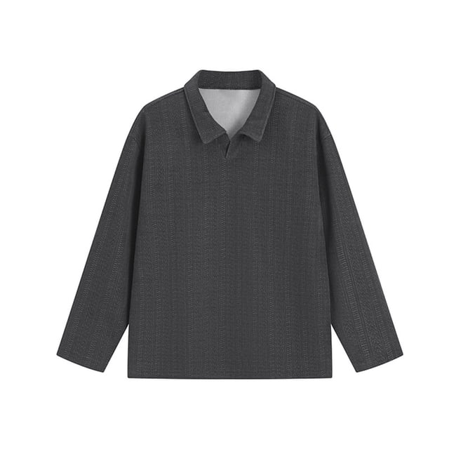 pstuiky hombres de manga larga, Suéter informal de manga larga con solapa y medio botón para hombre, de color liso y moderno Tops de hombre m