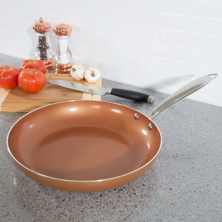 12 Inch Double Layer Non-stick Frying Pan with Copper Colored Finish-Saute  Omelet  Skillet Dishwasher Safe Allumi-shield Cookware by Classic Cuisine