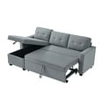 thumbnail image 5 of 81.5" Pull-Out Sectional Sofa, Modern Upholstered L-Shape Convertible Sleeper Sectional Sofa with Storage Chaise, Corner 3 Seaters Couches for Living Room, Apartment and Office, Light Grey, 5 of 8