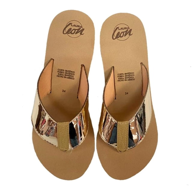 Sandalia Laura León Talla 24 Casual Inox Dorado
