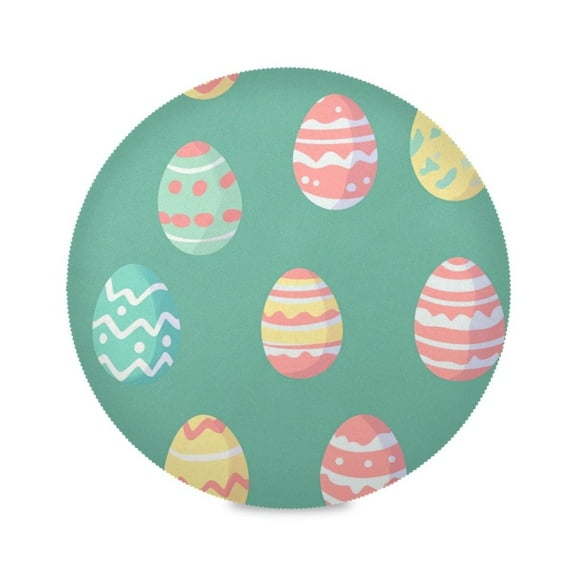 WOBOGO A Pattern Of Colorful Easter Eggs Round Placemats Set of 6 Heat Resistant Washable Kitchen Table Decorations 15.4in