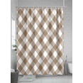 thumbnail image 5 of Shower Curtain Light Brown White Check Plaid Bathroom Curtains with Hooks, Waterproof Fabric Pastoral Style Bath Shower Curtains Set for Bathroom Bathtubs Decor 72x72 Inch, 5 of 8