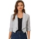 thumbnail image 1 of Cárdigan Ligero De Manga 3/4 Fruncida Con Frente Abierto Para Mujer Gris Allegra K XL, 1 of 4