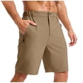 thumbnail image 3 of lcziwo Mens Shorts Casual Big and Tall Relaxed Fit Summer Elastic Waist Hiking Shorts Beach Travel Golf Dress Shorts with Zip Pockets Khaki XL, 3 of 10