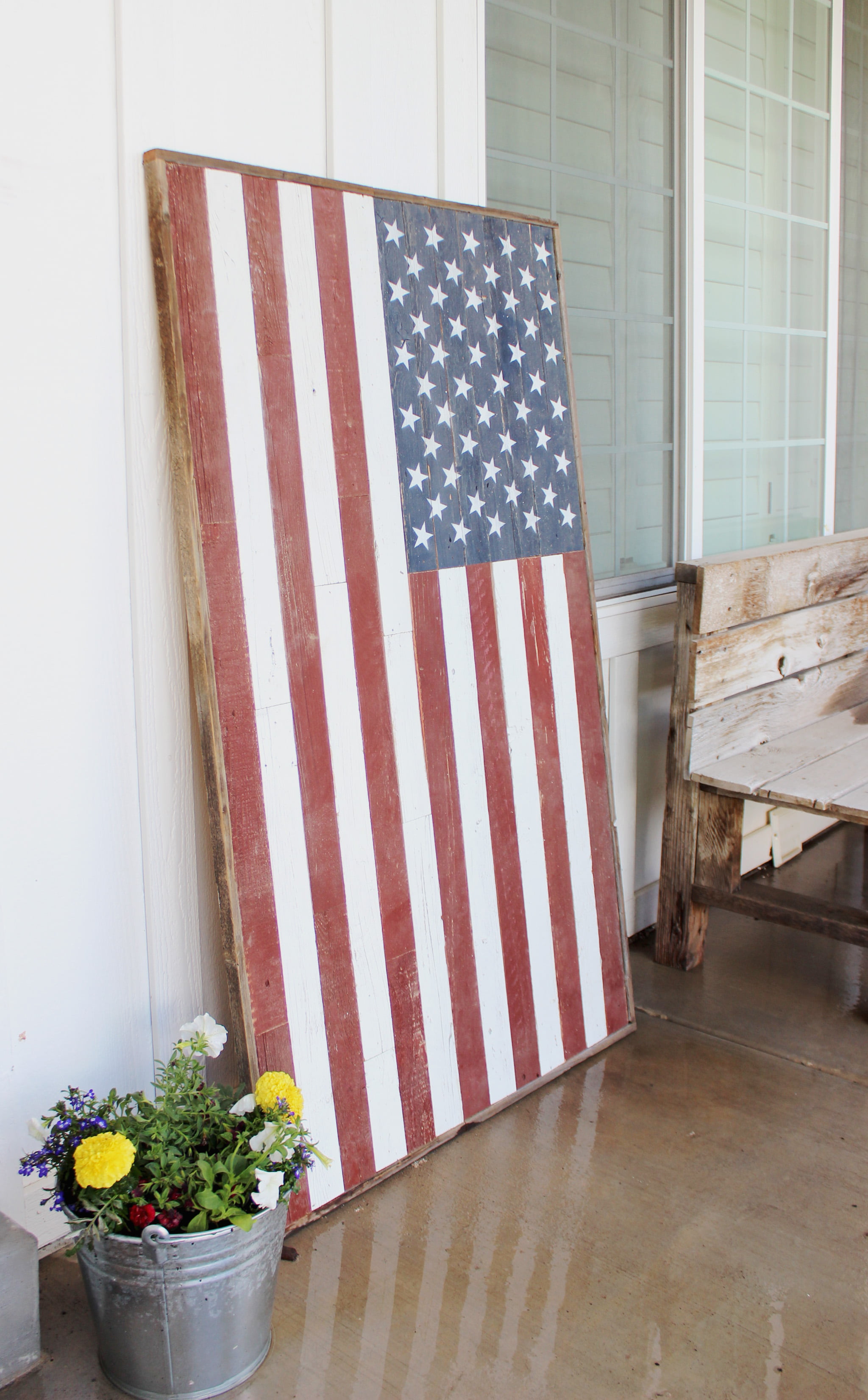 Rustic wood 3ft American flag wall art 