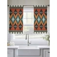 thumbnail image 5 of Aztec Tribe Sheer Curtains 45 Inches Long 2 Panels Blue Rhombus Geometric Pattern Orange Background Light Filtering Semi Sheer Window Curtains Drapes for Bedroom Living Room 52"x45", 5 of 7