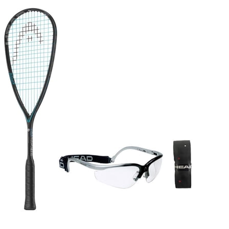 Head Squash Racket Graphene Touch Speed 120 SB With Pro Elite Squash Goggles & Hydrosorb Squash Grip Black | Grip Size - 4 Inches