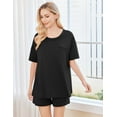 thumbnail image 3 of Ekouaer Women's 2 Piece Pajama Sets Short Sleeve Lounge Sets Soft Round Neck Top and Shorts Sleepwear, 3 of 7