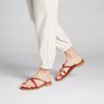 thumbnail image 4 of XYD Women Stylish Open Split Toe Crossed Strap Sandals Crystal Studded Flats Comfortable Beach Daily Shoes Size 4 Red, 4 of 4