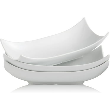 Serving Platters Thanksgiving Serving Bowls Set Turkey Serving Platter Porcelain Serving Dishes For Entertaining Special Curved Deep Large Christmas Dishes Gifts Set of 3 White 12 Inch