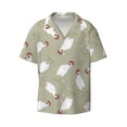 thumbnail image 4 of Uemuo Funny Chicken Pattern Cotton Linen Short Sleeve Shirts,Casual Lightweight Button Down Shirts,Vacation Beach Summer Tops-XX-Large, 4 of 7