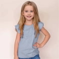 thumbnail image 2 of kpoplk Girls' Short Sleeve Shirts Kids Crewneck T-Shirts Summer Tops Basic Tees 5-14 Years(Light Blue,4-5 Y), 2 of 5
