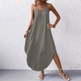 thumbnail image 3 of QUNYINEY Sleeveless Women's Dresses Solid Colors Summer Mini Shirt Dress V-Neck Relaxed Fit Casual with Slit Dresses, 3 of 5