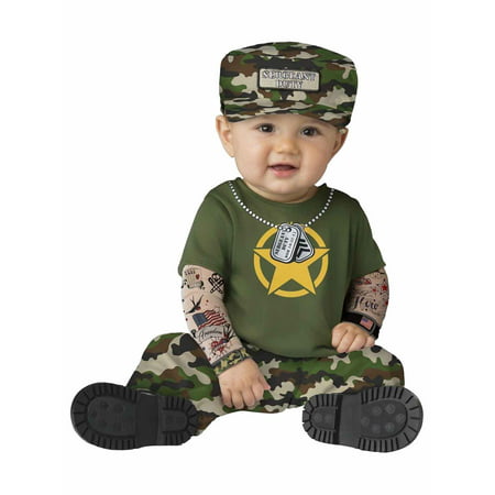 Infant Baby Boys Sergeant Duty Camo Soldie Costume Private Jumper & Hat 12-18m