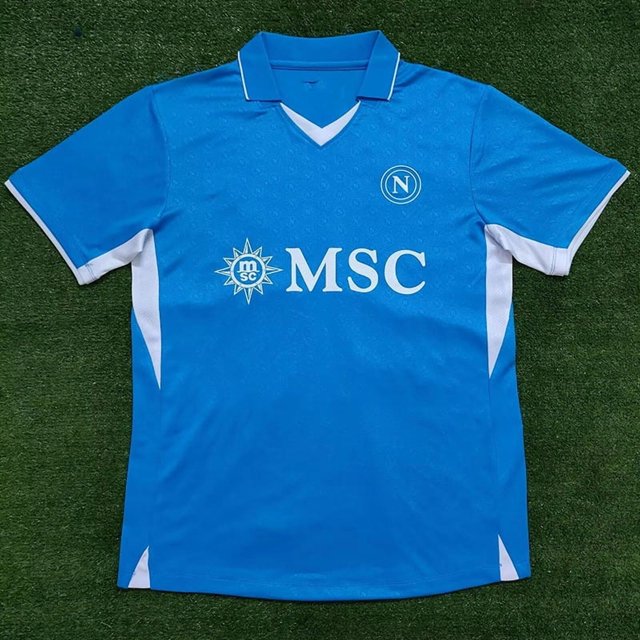 Maillot Classique à Manches Courtes Bleu Été 24-25 Saison Napoli-m