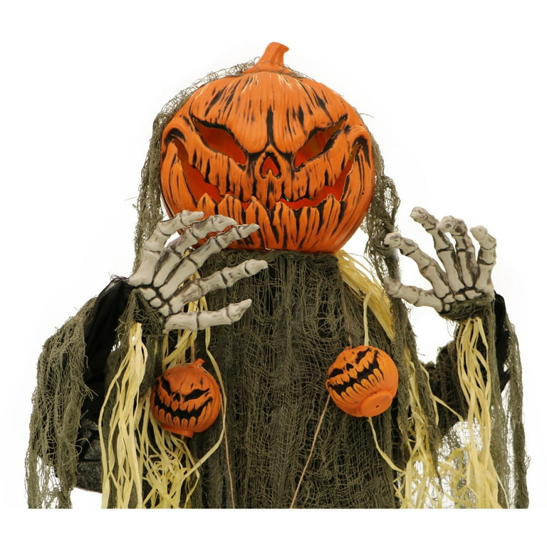Haunted Hill Farm 5.33-ft. Animatronic Pumpkin Man, Indoor