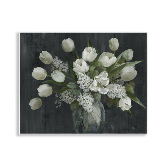 Stupell Industries Traditional Tulips on Gray Plants & Flowers Painting Unframed Art Print Wall Art, 14 x 11