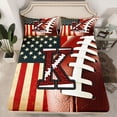thumbnail image 2 of Homewish Boy Personalized Gifts Twin Sheet Sets,Red Letter K Twin Fitted Sheet,Rugby Football Sport Flat Sheet For Boy Teens,Lightweight Room Decoration,3 Pieces, 2 of 7
