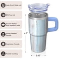 thumbnail image 3 of 20oz Insulated Stainless Steel Tumbler with Handle & Straw, Leak-Proof Travel Coffee Mug, Geometric Texture Double Wall Cup, 3 of 5
