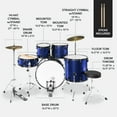 thumbnail image 3 of Best Choice Products 5-Piece Beginner Drum Set w/ Snare, Bass, Toms, Cymbal, Hi-Hat, Sticks, Drum Pedal - Dark Blue, 3 of 9
