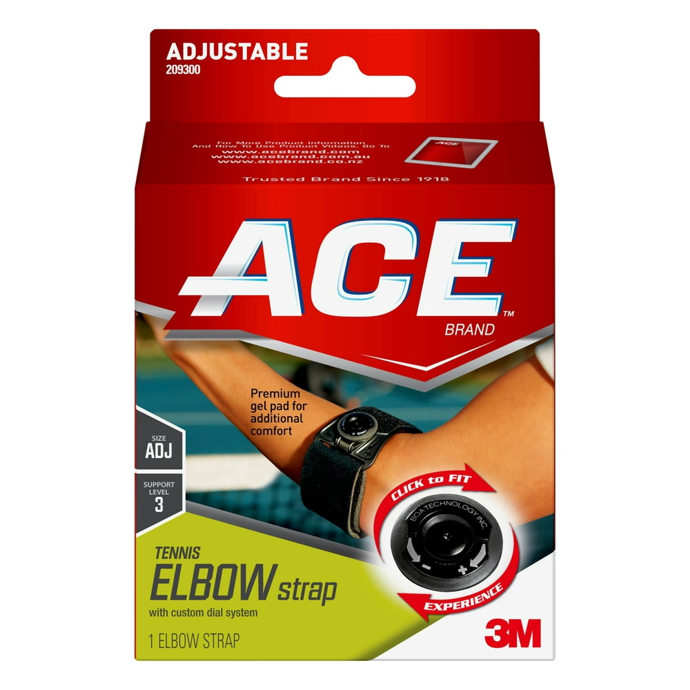 ACE Brand Elbow Strap with Custom Dial System, Adjustable, Black, 1