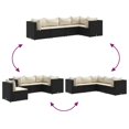 thumbnail image 3 of vidaXL 5 Piece Garden Lounge Set with Cushions Black Poly Rattan, 3 of 5