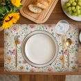 thumbnail image 4 of Pink Spring Floral Placemats Set of 12, Elegant Pastoral Flowers Butterflies Vintage Placemats for Dining Table, Place Mats for Kitchen Tabletop, Waterproof Wipeable Dining Table Mats Set, 4 of 9