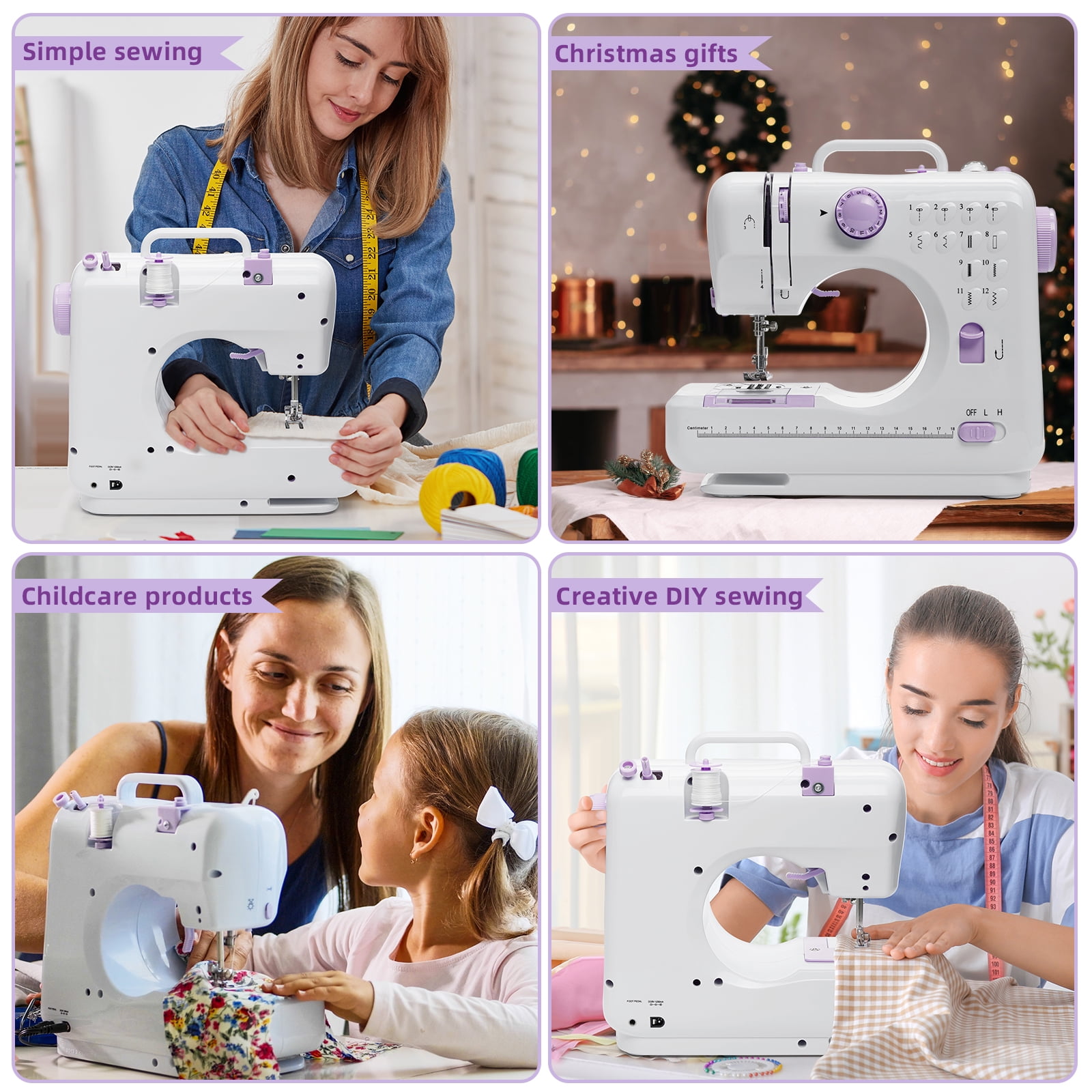BSHAPPLUS® Portable Sewing Machine,49 Piece Handheld Electric Sewing Machines Kit,12 Stitch Patterns Mini Sewing Machine for Beginners Kids,Household Multifunctional Crafting Mending Machine