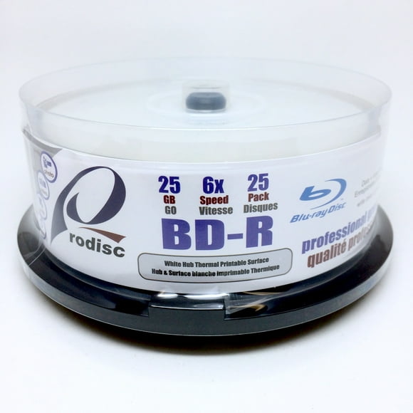 RODISC BD-R25GB/135MIN 6X Blanc Thermique Imprimable au Moyeu, Surface de Moyeu Métallisé 25pcs Boîte à Gâteaux