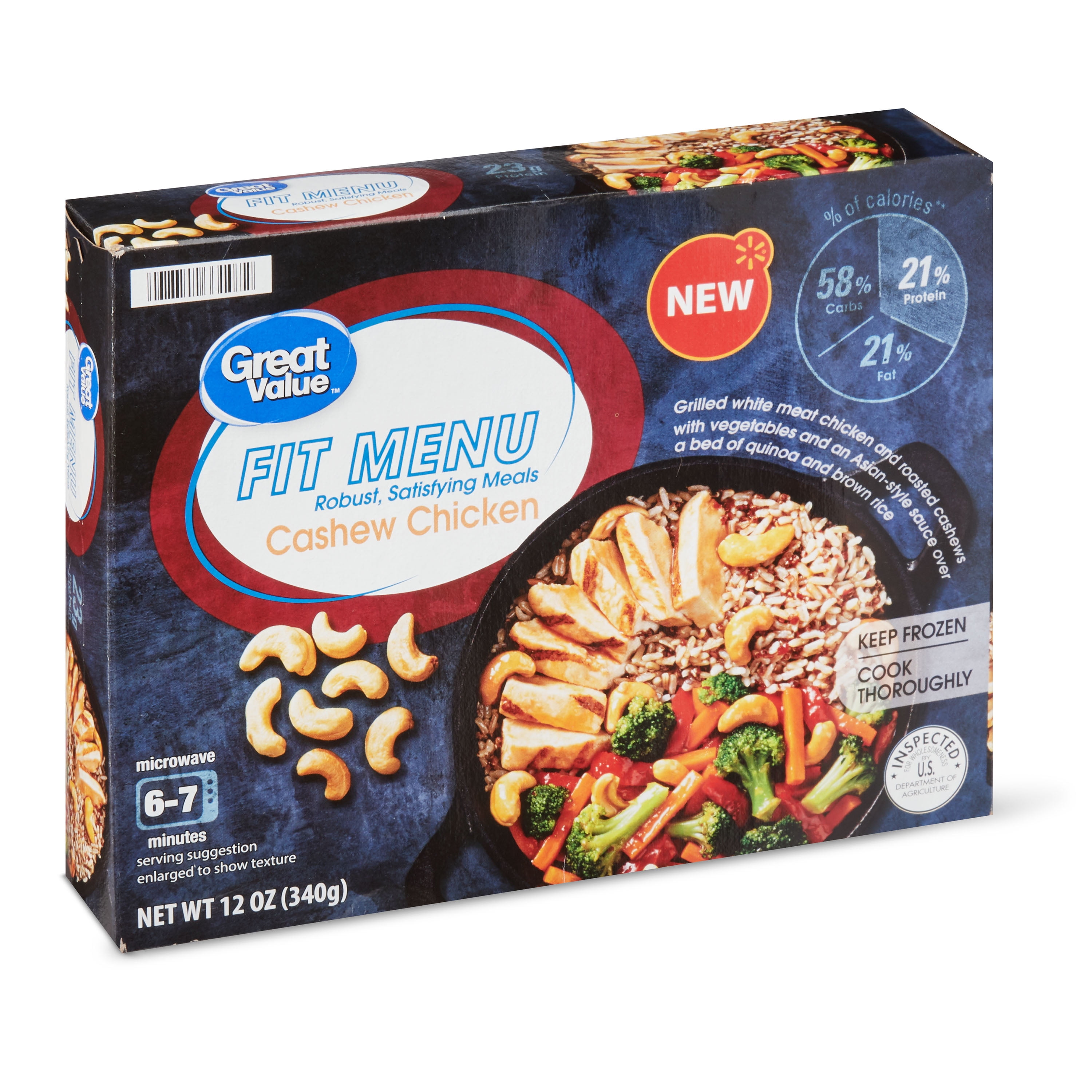 Great Value Fit Menu Cashew Chicken Meal, 12 Oz (Frozen)