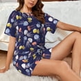 thumbnail image 4 of Daiia Colorful Jellyfish Pattern Womens Pajama Sets Short Sleeve Pajamas for Women Sets Soft Lounge Sets Casual Round Neck Sleepwear PJS-Medium, 4 of 7