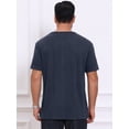 thumbnail image 3 of DARING DIVA Men's Henley Short Sleeve Button Down Jacquard Knitted T-Shirt M Dark Blue, 3 of 7