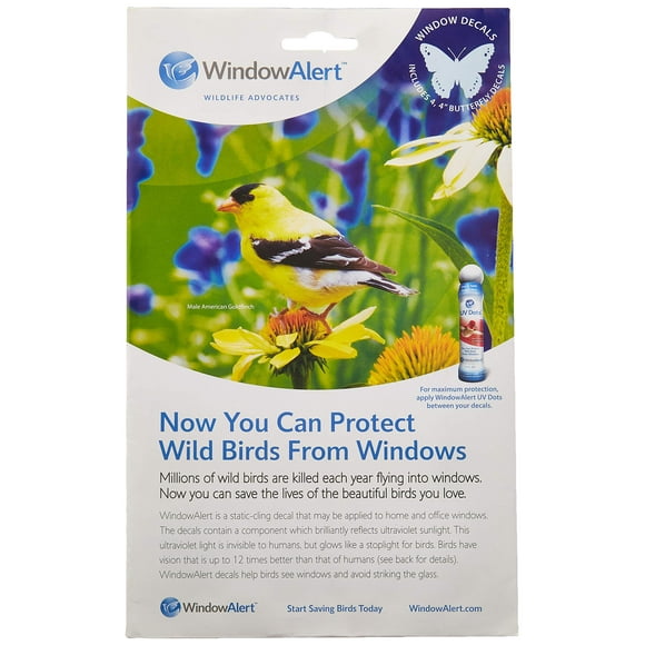 WindowAlert Papillon Anti-collision Décalque - UV-Reflective Fenêtre Décalque pour Protéger les Oiseaux Sauvages contre les collisions de Verre - Fabriqué aux États-Unis
