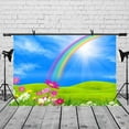 thumbnail image 2 of ABPHOTO Polyester 7x5ft Beautiful Rainbow Backdrop Beautiful Prairie Rainbow Green Photographic Background and Studio Photography Backdrop Props, 2 of 5