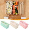 thumbnail image 3 of Maplenight Bento Lunch Box - Wheat Straw Double Layer Food Grade Plastic Lunch Containers with Transparent Lid for Adults, Eco-Friendly, Microwave-proof, Leak-Proof Beige, 3 of 6