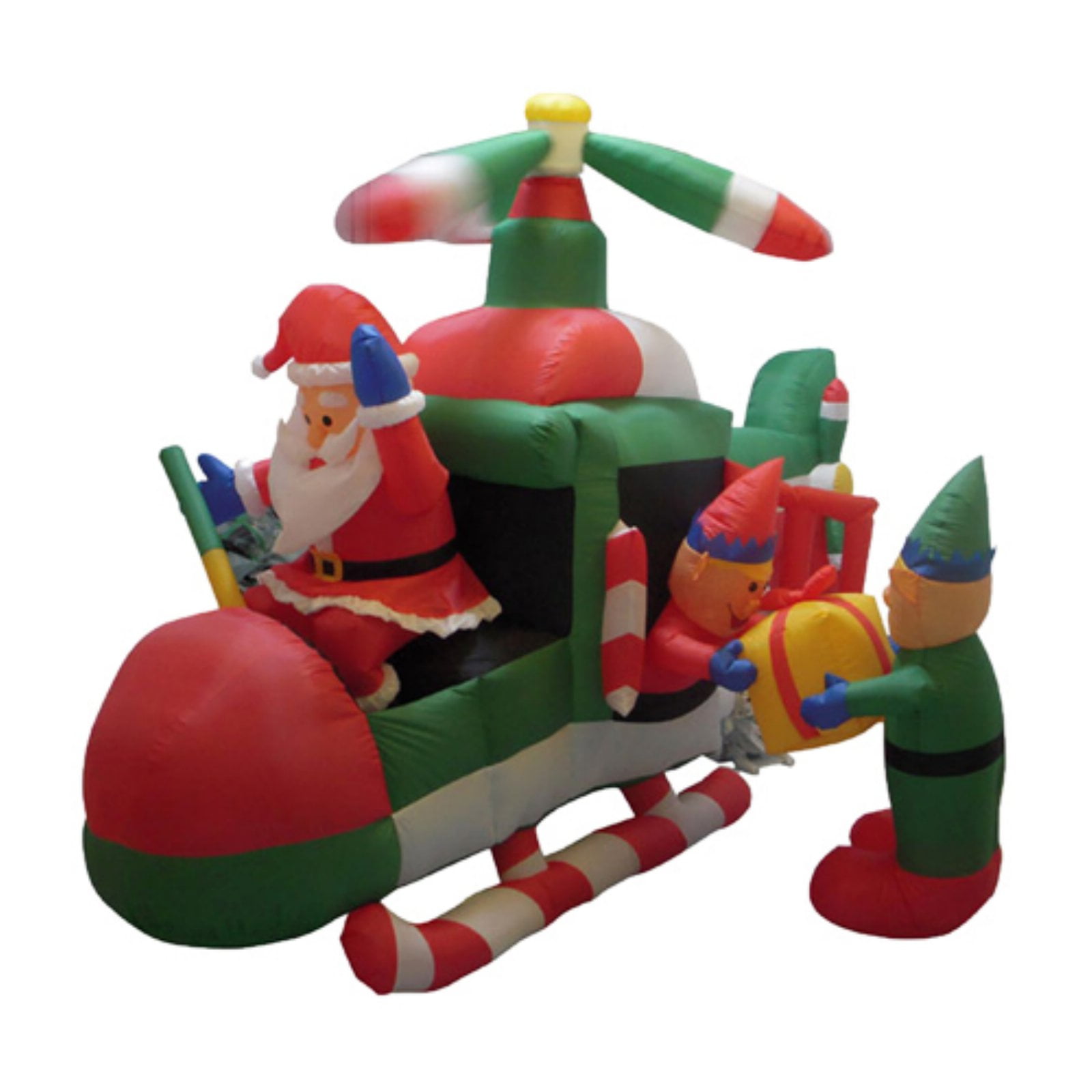 Gemmy 9 Ft Animated Airblown Inflatable Santa and Elves in Helicopter Scene New nellspa.ro