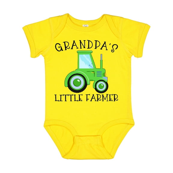 Inktastic Grandpa's Little Farmer Green Tractor Boys or Girls Baby Bodysuit