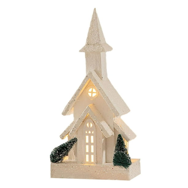 Casa navideña brillante Pueblo de nieve navideño Manualidades para casas Navidad brillante 19x40cm