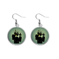 thumbnail image 1 of Cemetery Outside Castle Halloween Ear Dangle Silver Drop Earring Jewelry Woman, 1 of 3