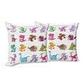 thumbnail image 6 of Ambesonne Colorful Throw Pillow Cover 2 Pack, Dinosaurs Extinction, 20", Multicolor, 6 of 6