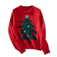 thumbnail image 3 of Guluxicc Christmas Sweaters for Women Trendy Crewneck Long Sleeve Sweaters Outfits Winter Warm Holiday Party Pullover Tops, Red, XL, 3 of 3